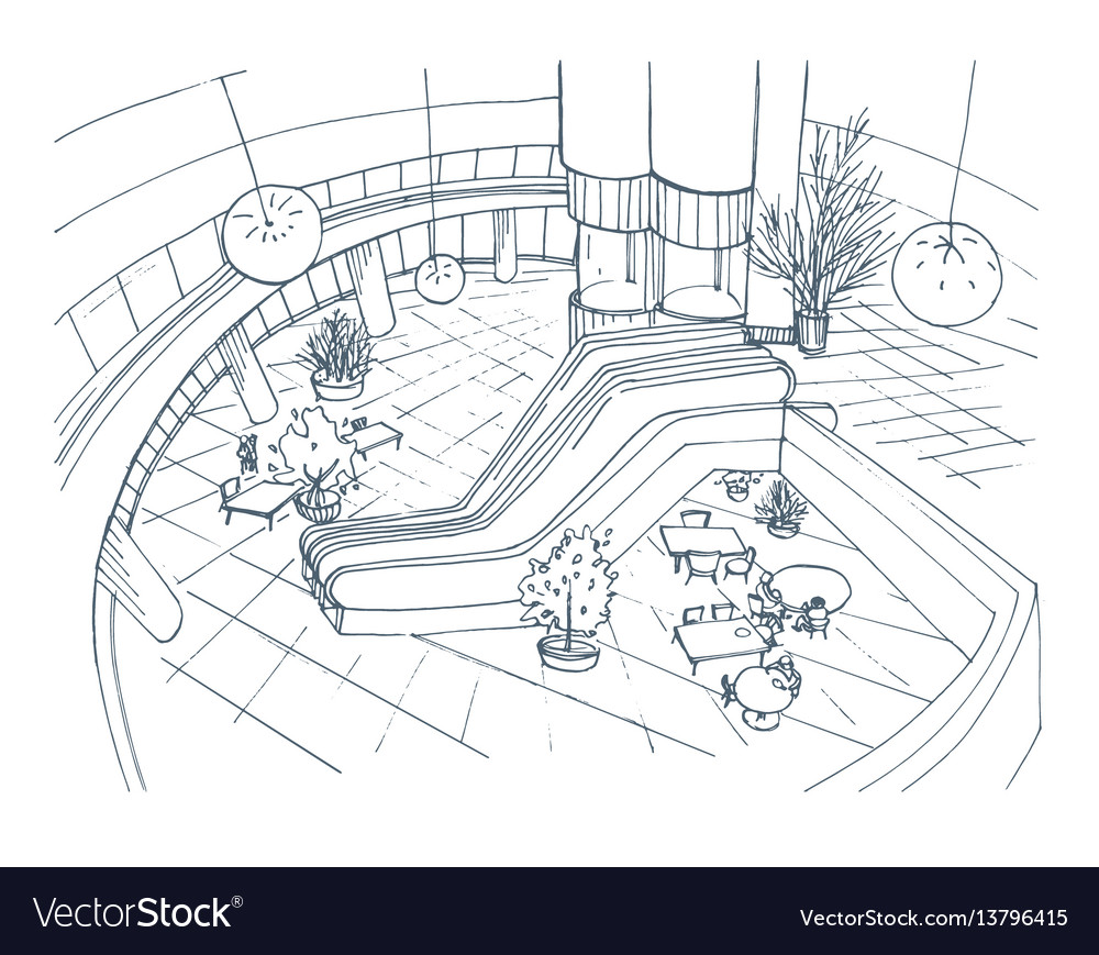 Modern interior shopping center mall top view Vector Image Modern interior shopping center mall top view Vector Image