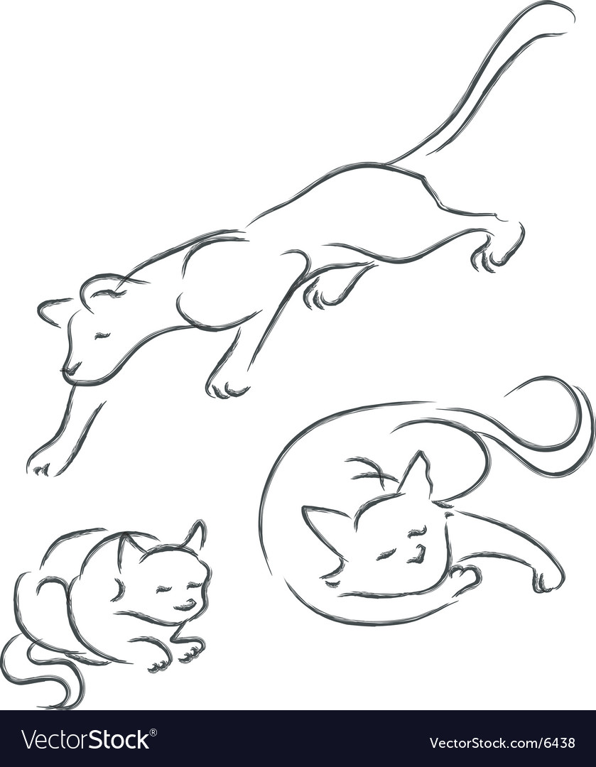 Outline cat Royalty Free Vector Image - VectorStock