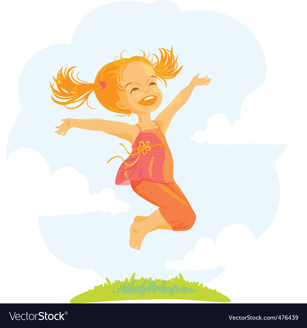 Cartoon jumping girl Royalty Free Vector Image