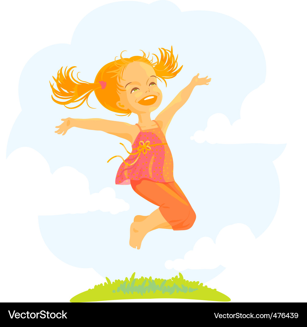 Cartoon jumping girl Royalty Free Vector Image