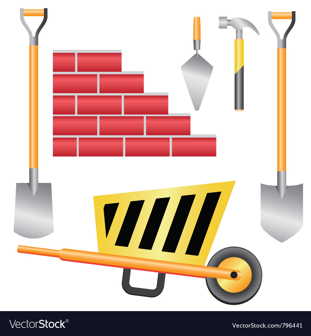 Basic construction tools set Royalty Free Vector Image
