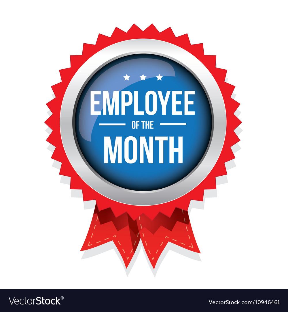 employee of the month badge with ribbon royalty free vector employee of month