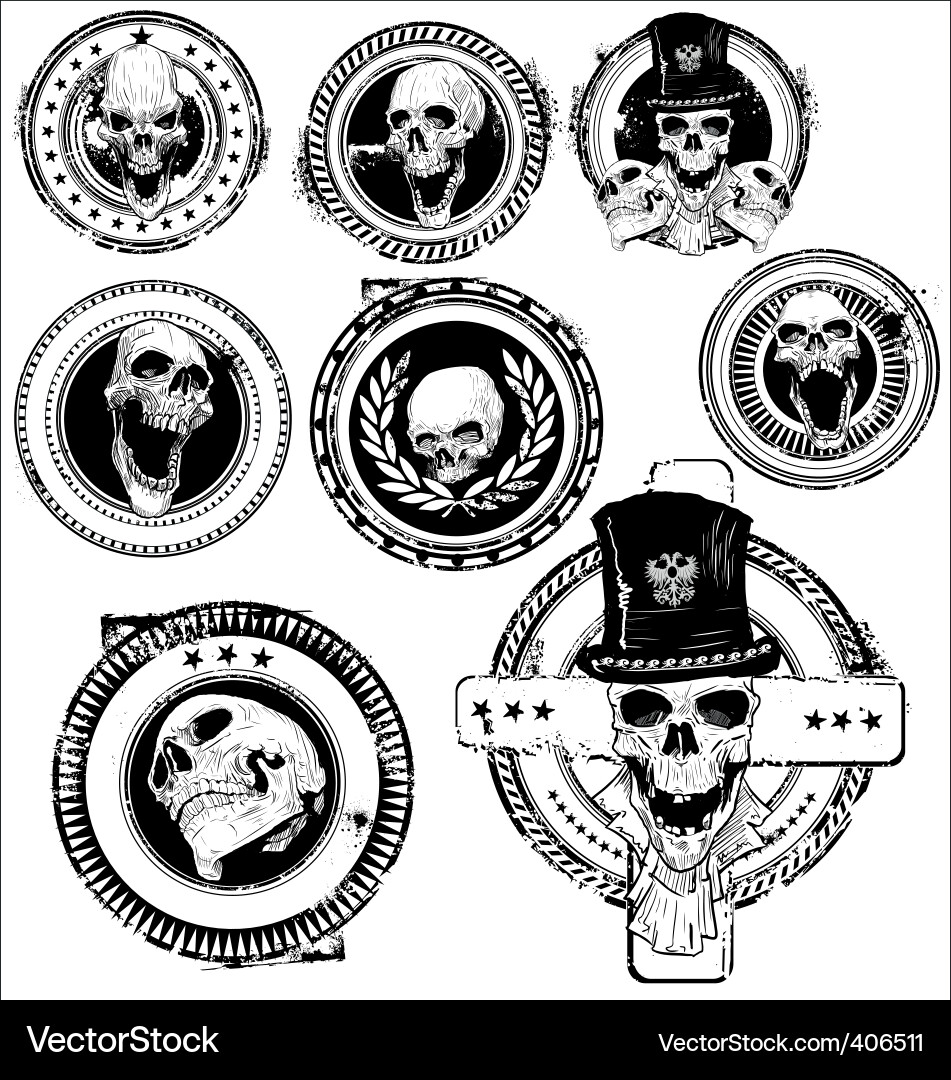 Grunge skull rubber stamps Royalty Free Vector Image