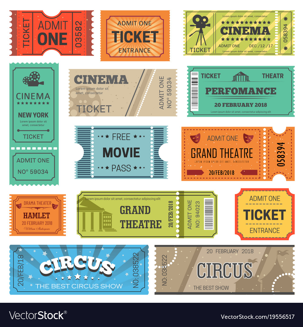 tickets design templates for movie theater vector image