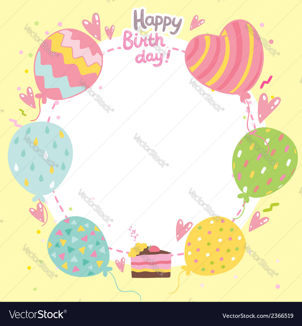 Happy Birthday Card Background With Balloons Vector Image