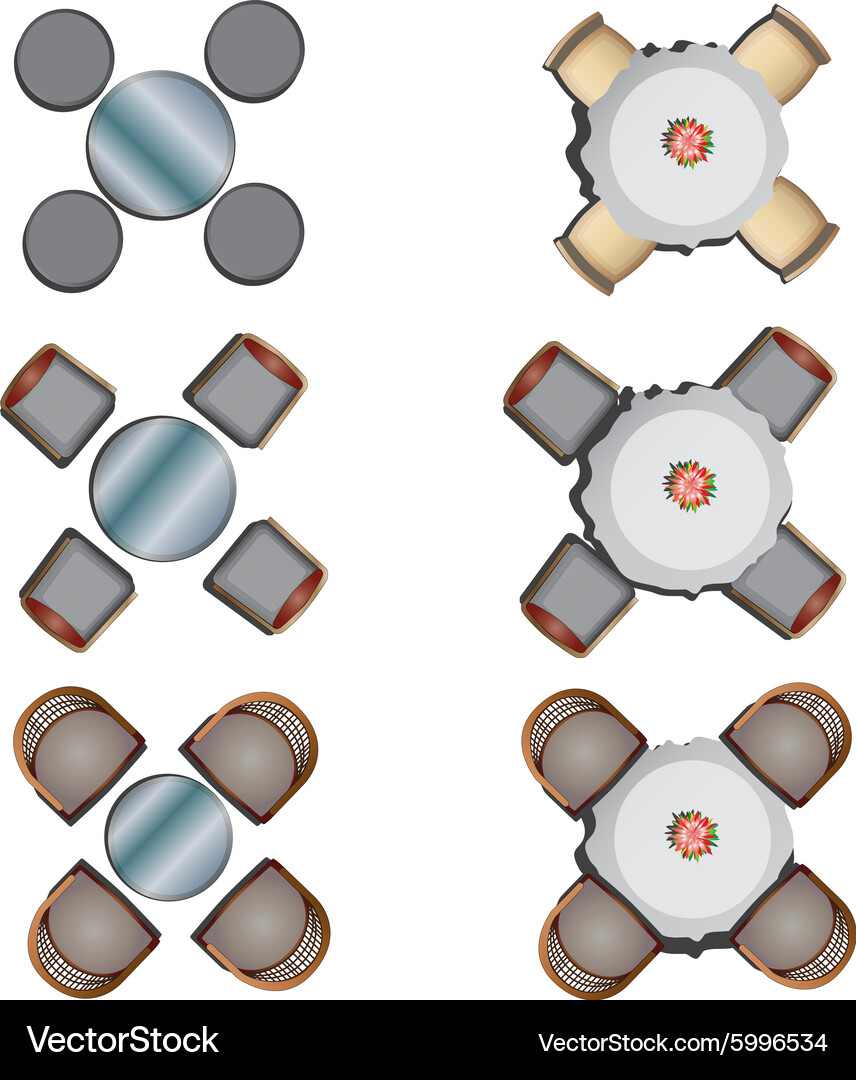 Dining furniture top view set 2 Royalty Free Vector Image