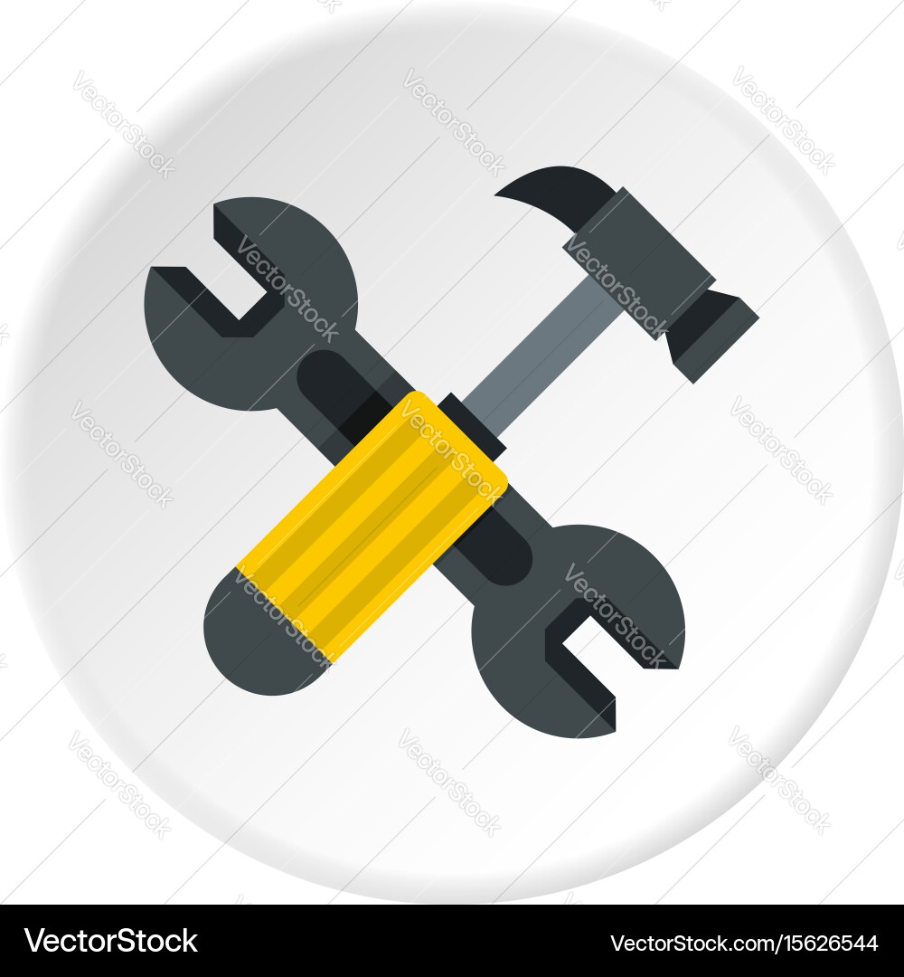 Crossed wrench and hammer icon circle Royalty Free Vector Image - VectorStock
