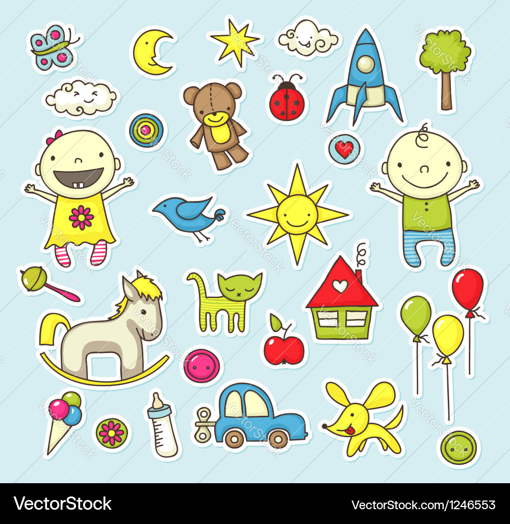 Baby stickers Royalty Free Vector Image VectorStock