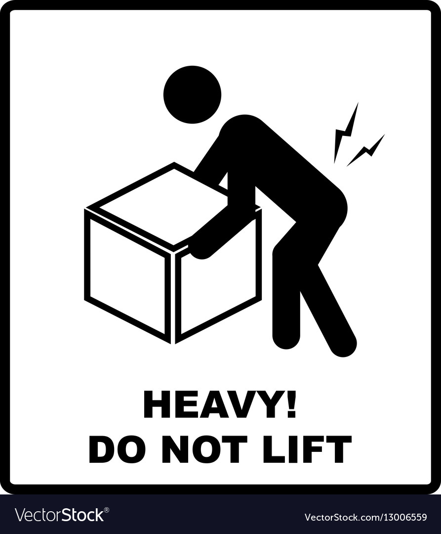 Warning heavy object sign Do not lift Mass Vector Image
