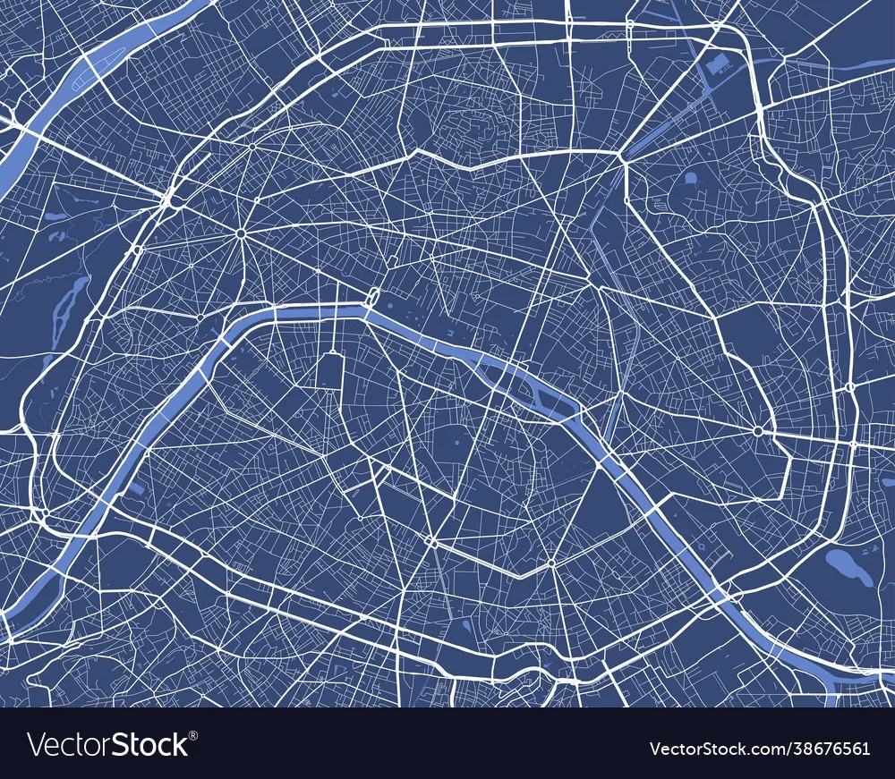 detailed-map-poster-paris-city-linear-print-vector-image for Free Printable Map Of Paris Detailed map poster paris city linear print Vector Image for Free Printable Map Of Paris