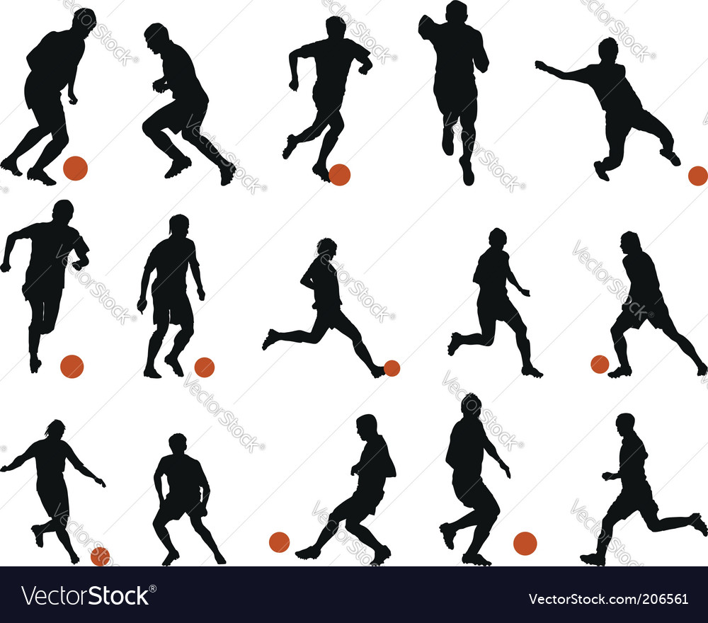 football soccer silhouette set vector image