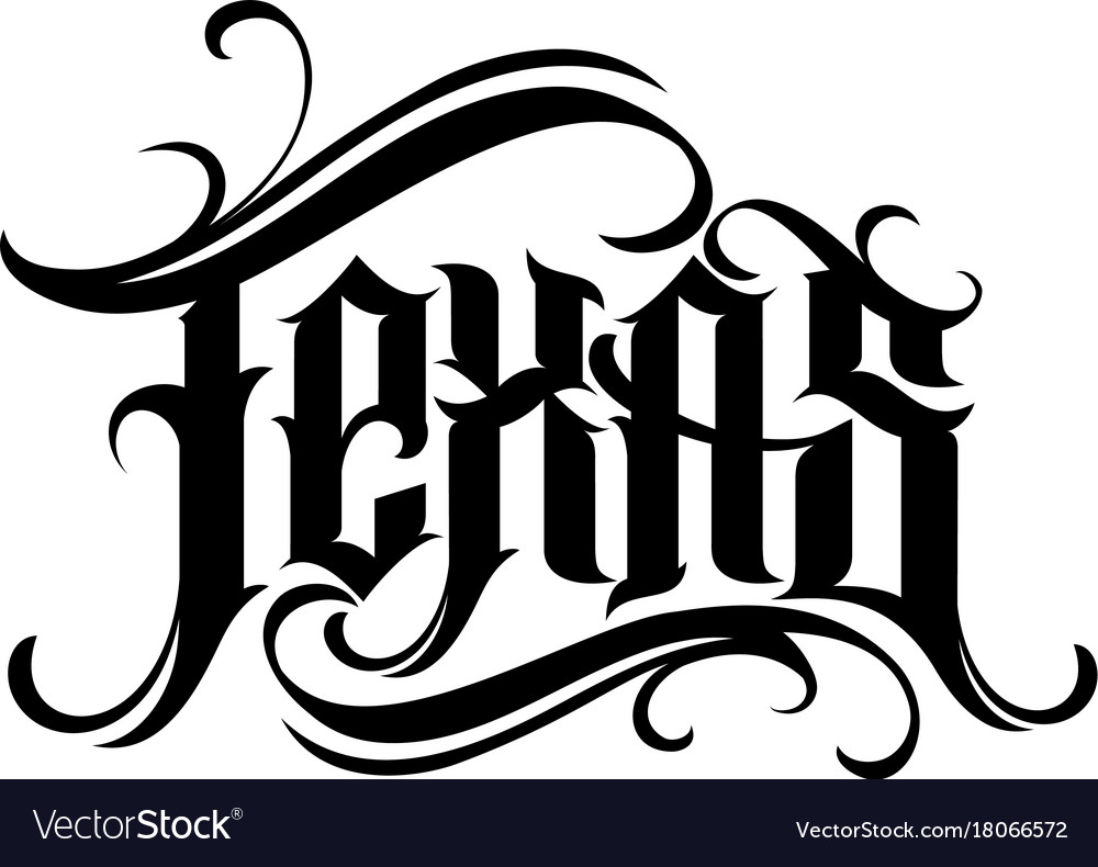 Texas lettering in tattoo style Royalty Free Vector Image