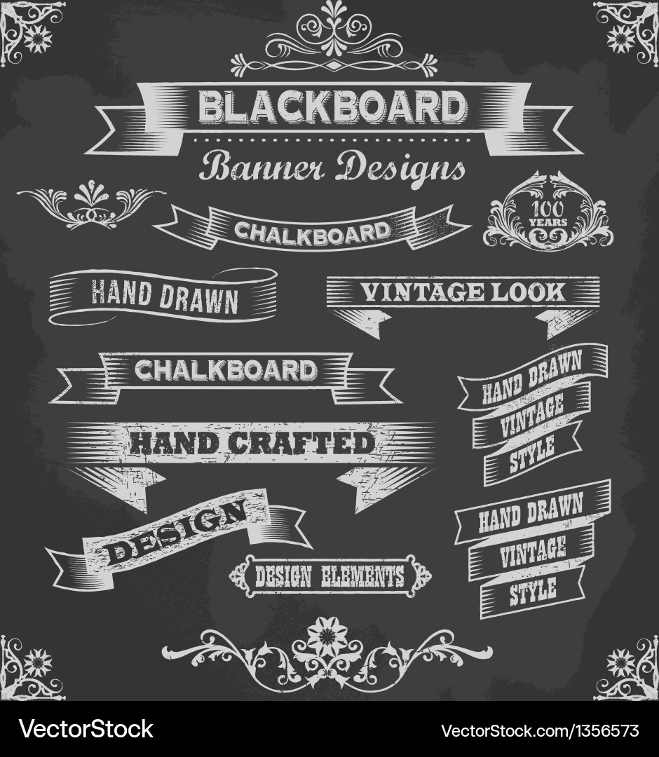 Retro Chalkboard calligraphy banners Royalty Free Vector