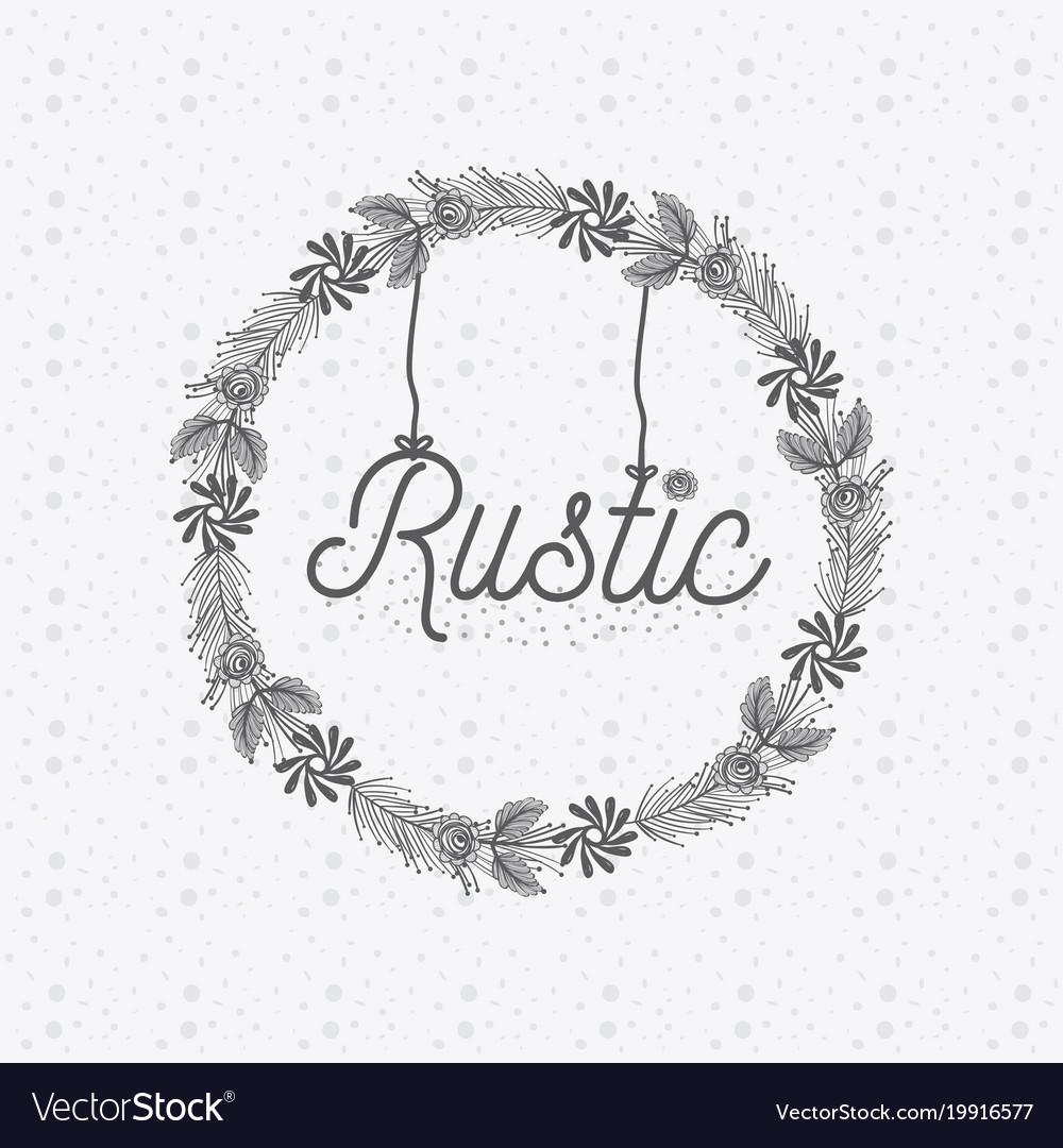 Download Rustic floral round frame hand drawn Royalty Free Vector
