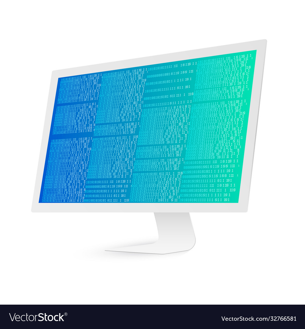 White computer screen with binary code binary Vector Image