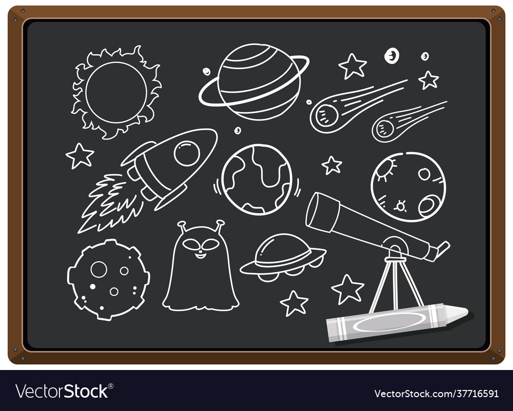 Hand drawn space element on chalkboard Royalty Free Vector