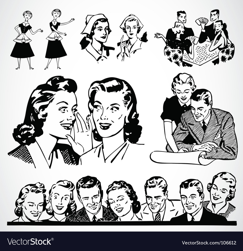 Download Retro men and women Royalty Free Vector Image - VectorStock