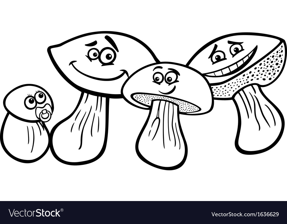 Mushrooms cartoon for coloring book Royalty Free Vector