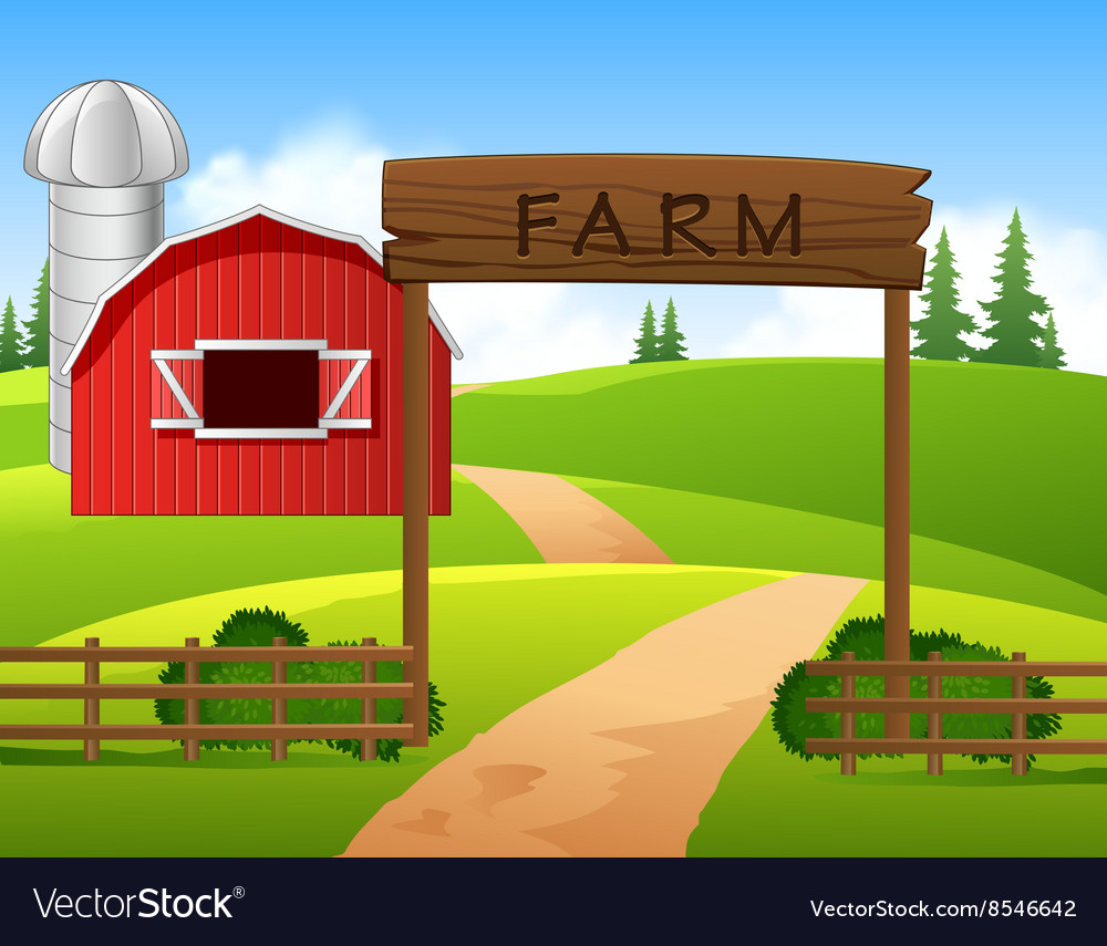 cartoon of farm background vector 8546642