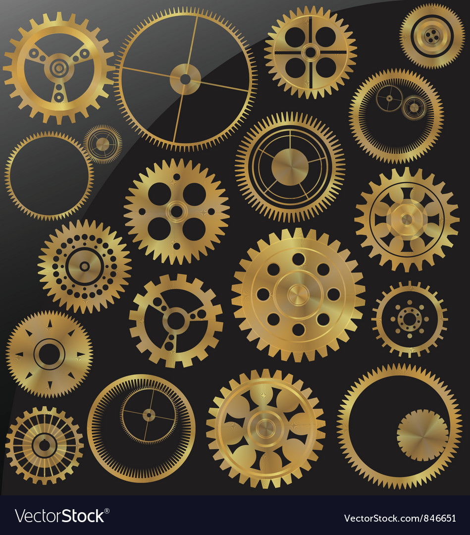Gold gear set Royalty Free Vector Image - VectorStock
