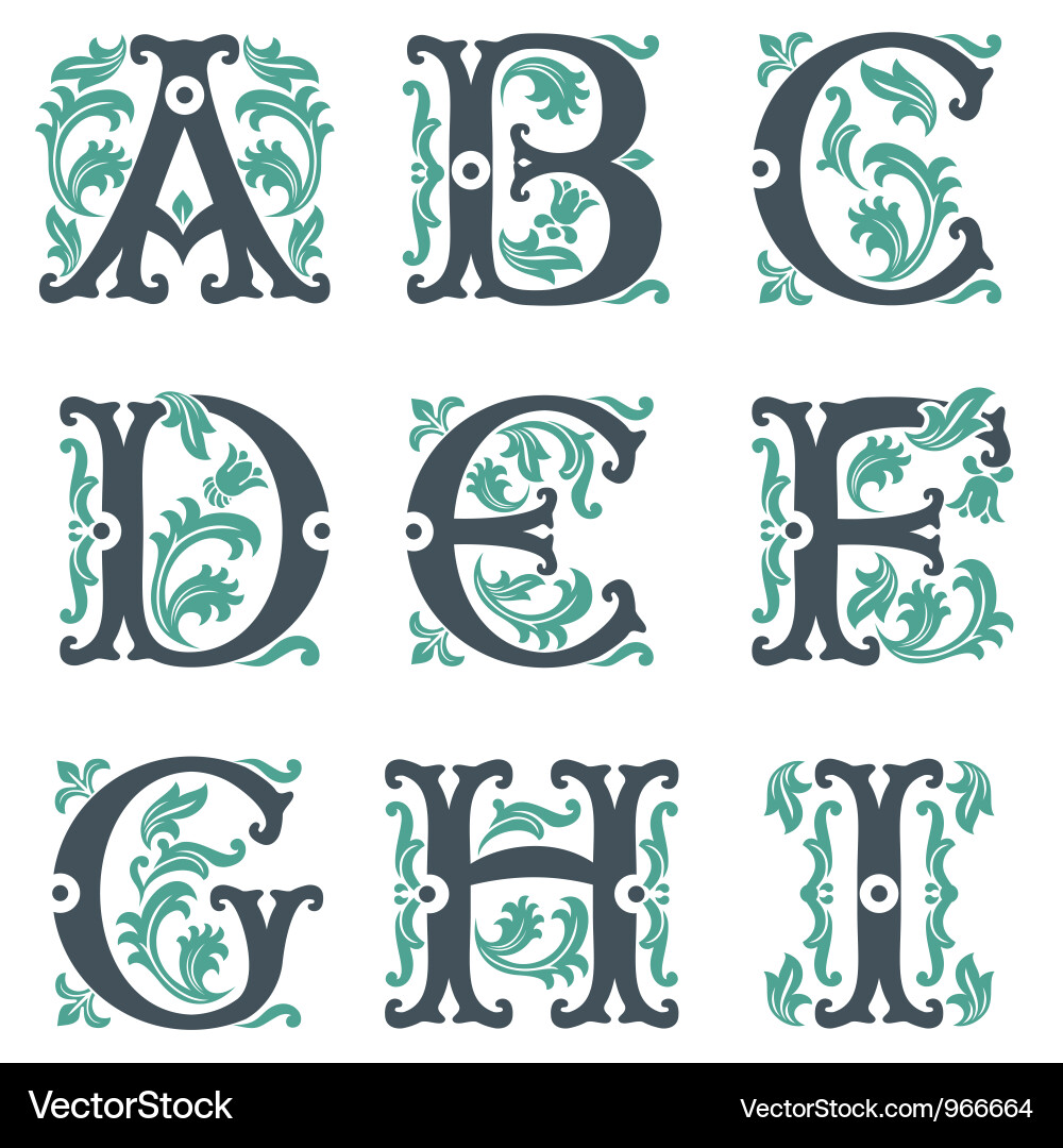 Vintage alphabet Royalty Free Vector Image - VectorStock