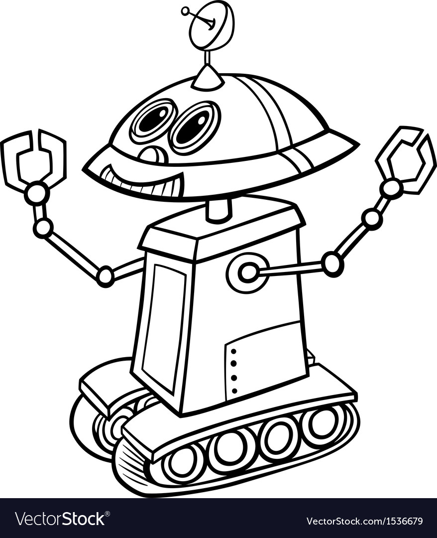 robot cartoon for coloring royalty free vector image