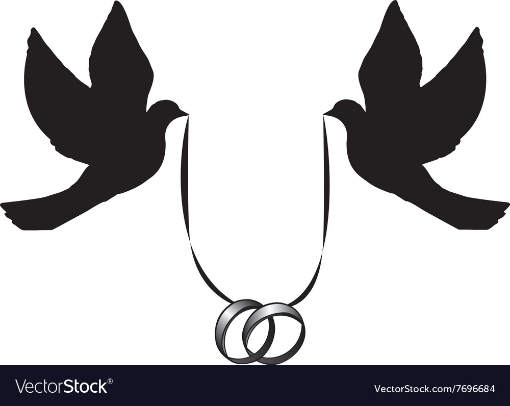  Doves  with wedding  rings  Royalty Free Vector Image