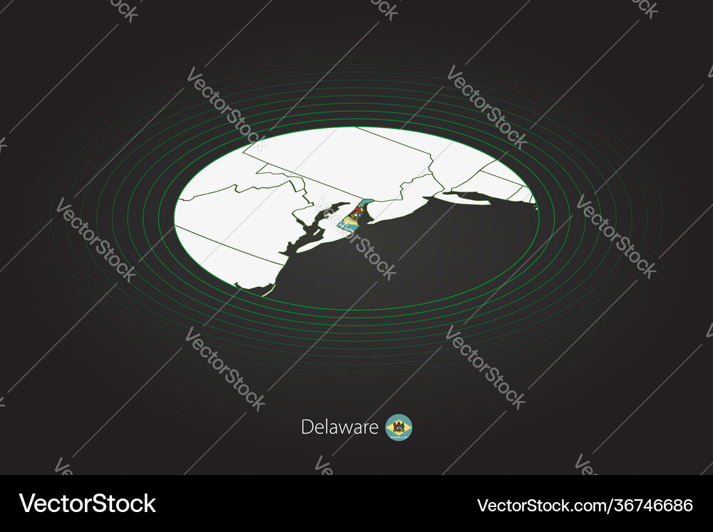 Delaware map in dark color oval map Royalty Free Vector