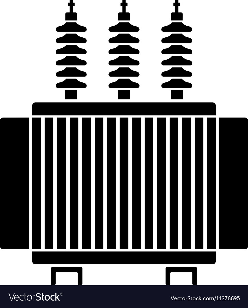 High voltage electrical transformer black symbol Vector Image