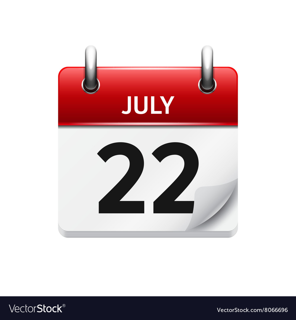 July 22 flat daily calendar icon Date Royalty Free Vector Image