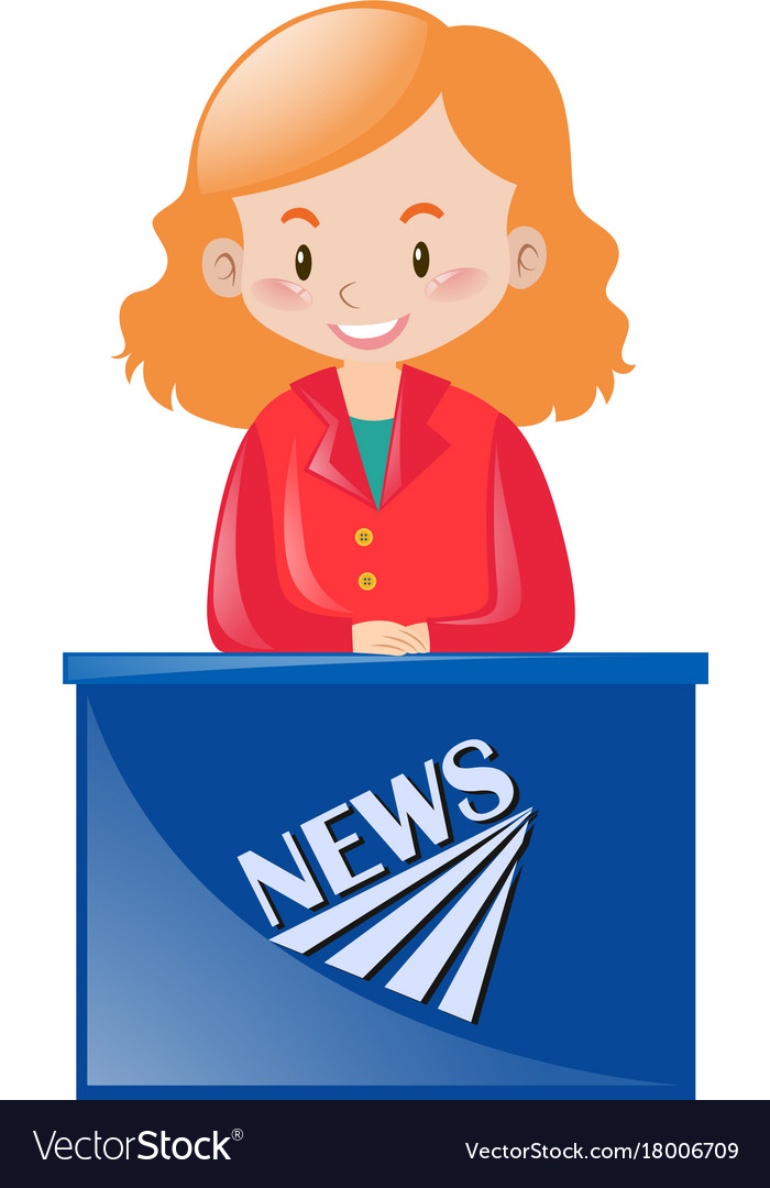 Female News Reporter At Desk Vector Image Female News Reporter At Desk Vector Image