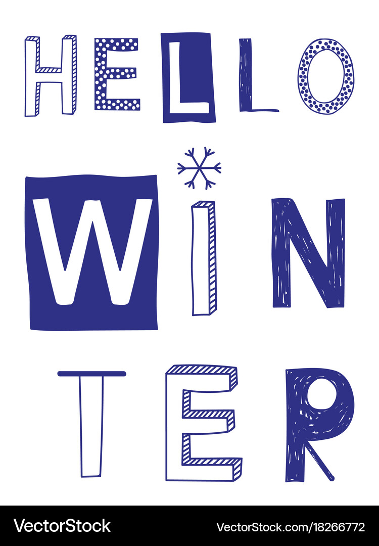 Hello winter slogan with snowflake Royalty Free Vector Image