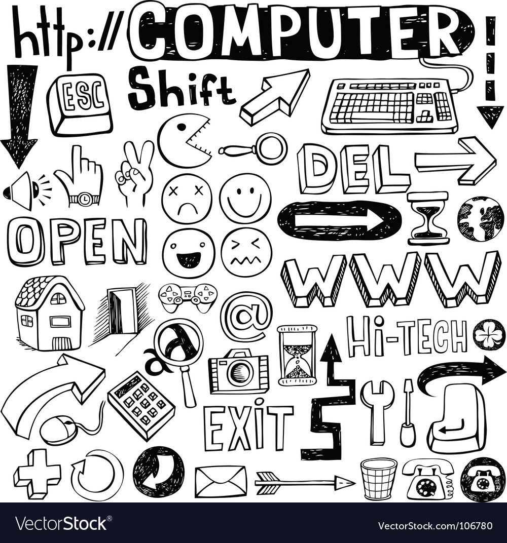 Computer doodles Royalty Free Vector Image - VectorStock