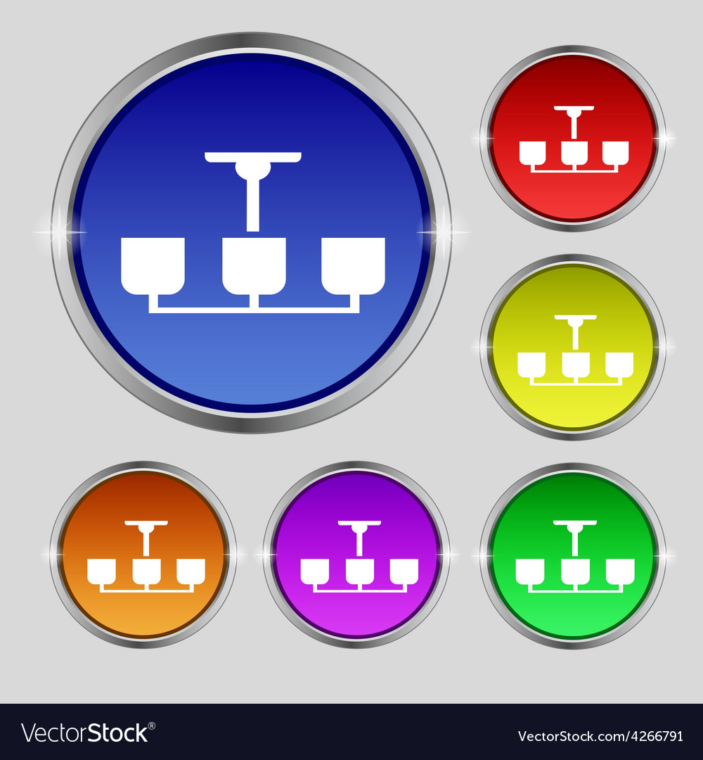 Chandelier Light Lamp icon sign Round symbol on Vector Image Chandelier Light Lamp icon sign Round symbol on Vector Image