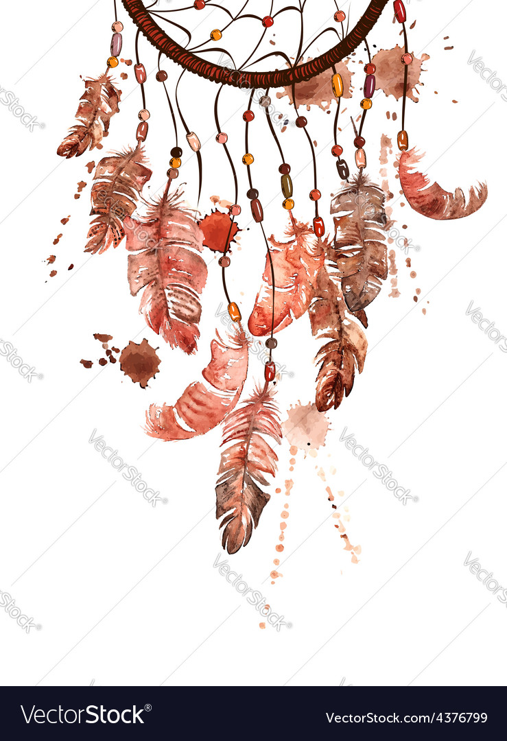 Watercolor with dreamcatcher Royalty Free Vector Image