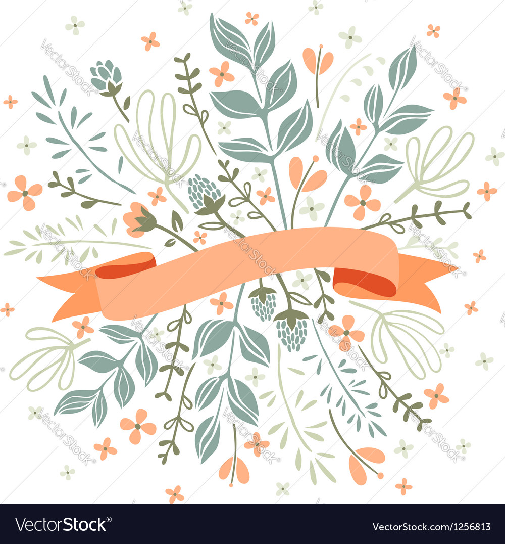 Florals and ribbon Royalty Free Vector Image - VectorStock