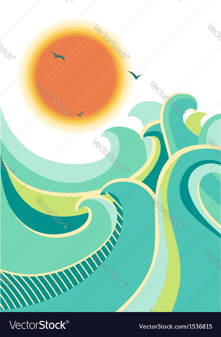 Retro Nature Seascape Poster Background Isolated Vector Image Retro Nature Seascape Poster Background Isolated Vector Image