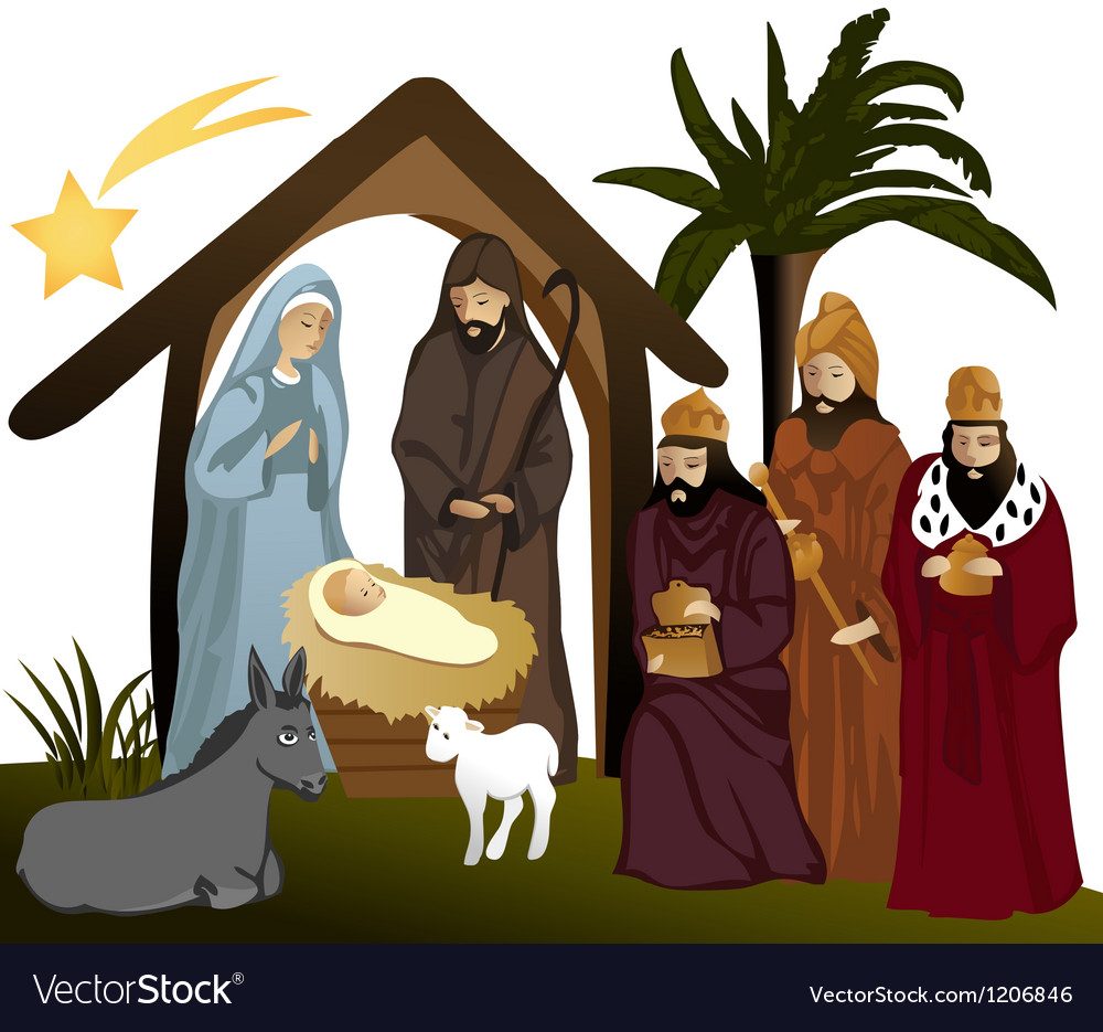 Christmas nativity scene Royalty Free Vector Image