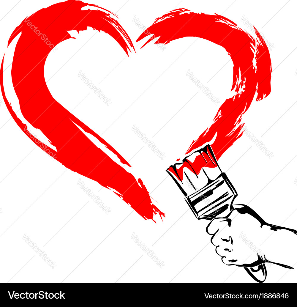 Heart Paint brush Hand Royalty Free Vector Image