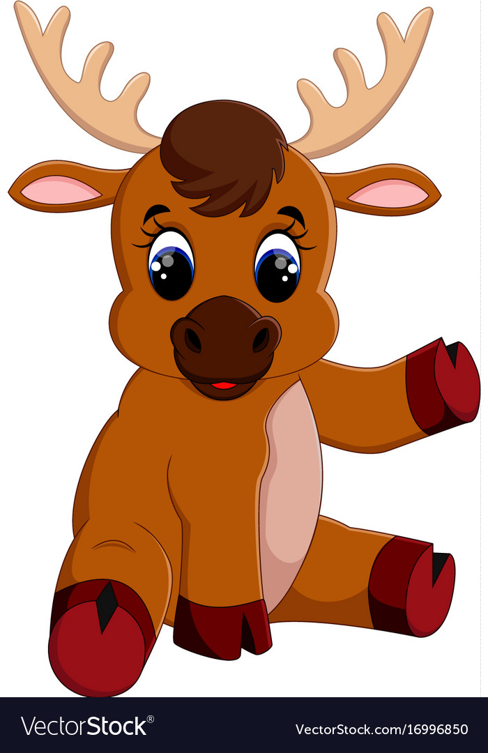 Download Cute baby moose sitting Royalty Free Vector Image
