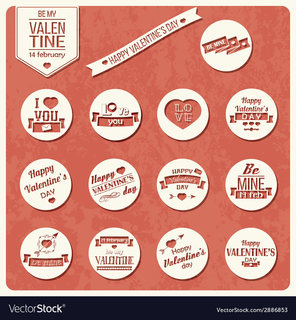 collection of valentines day vintage labels vector image
