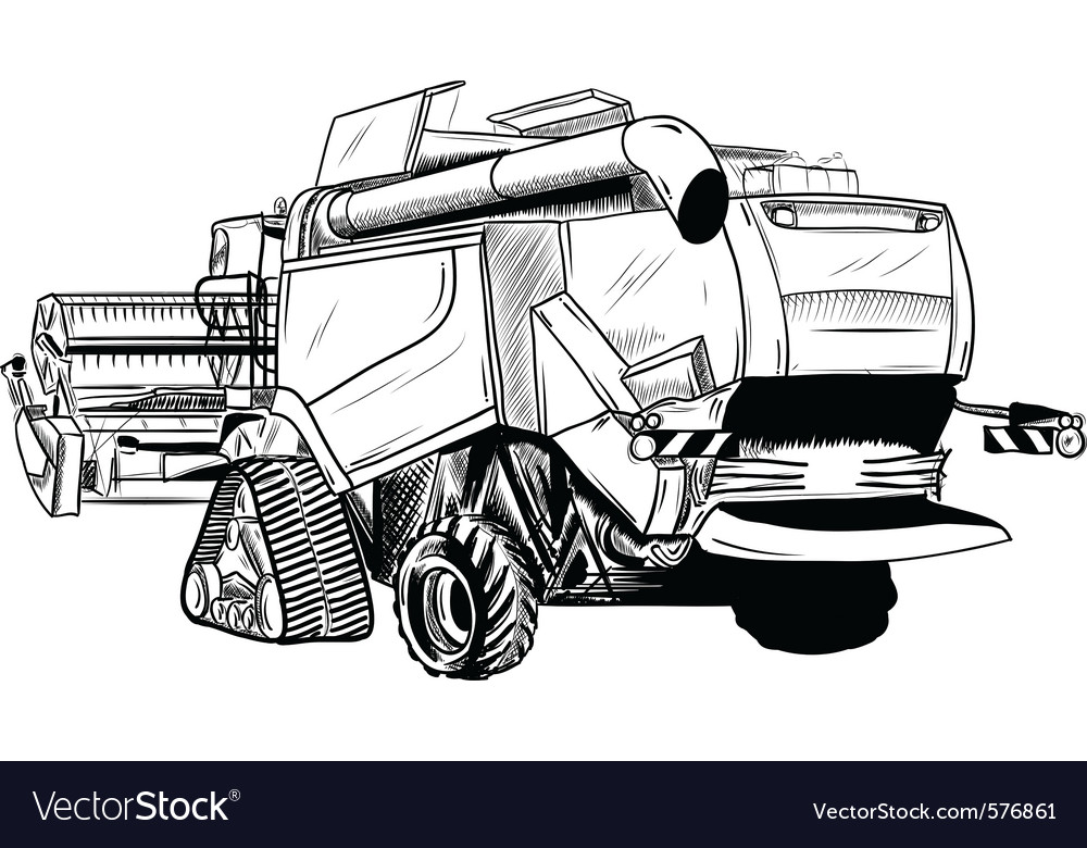 Download Black sketch of big combine Royalty Free Vector Image