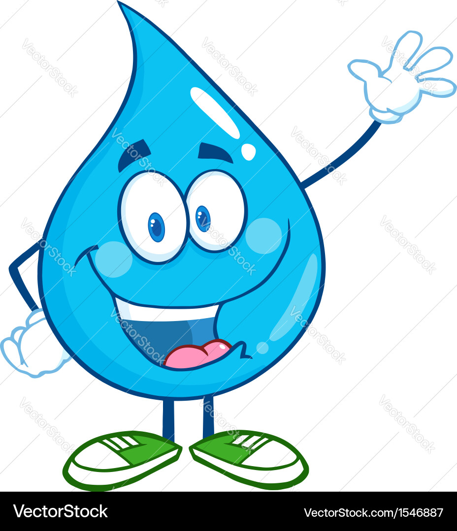 Water droplet cartoon character Royalty Free Vector Image