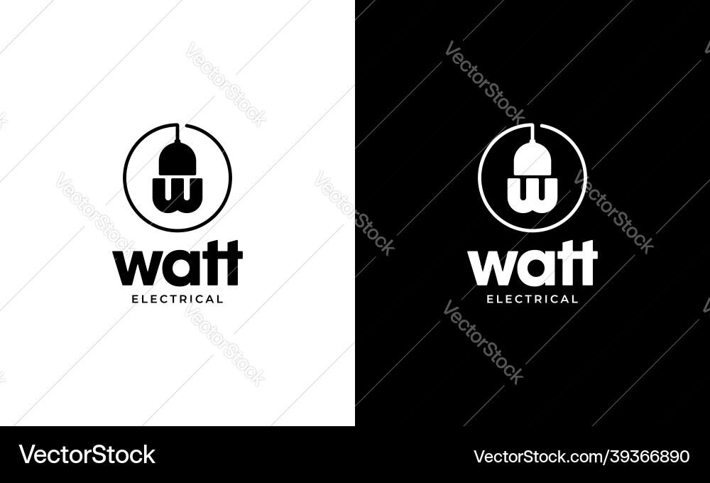 Electric plug with initial letter w logo design Vector Image