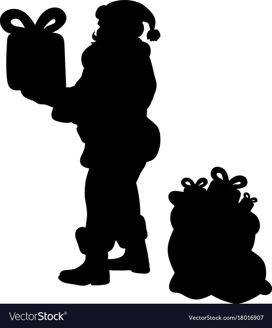 Santa claus silhouette christmas holiday Vector Image