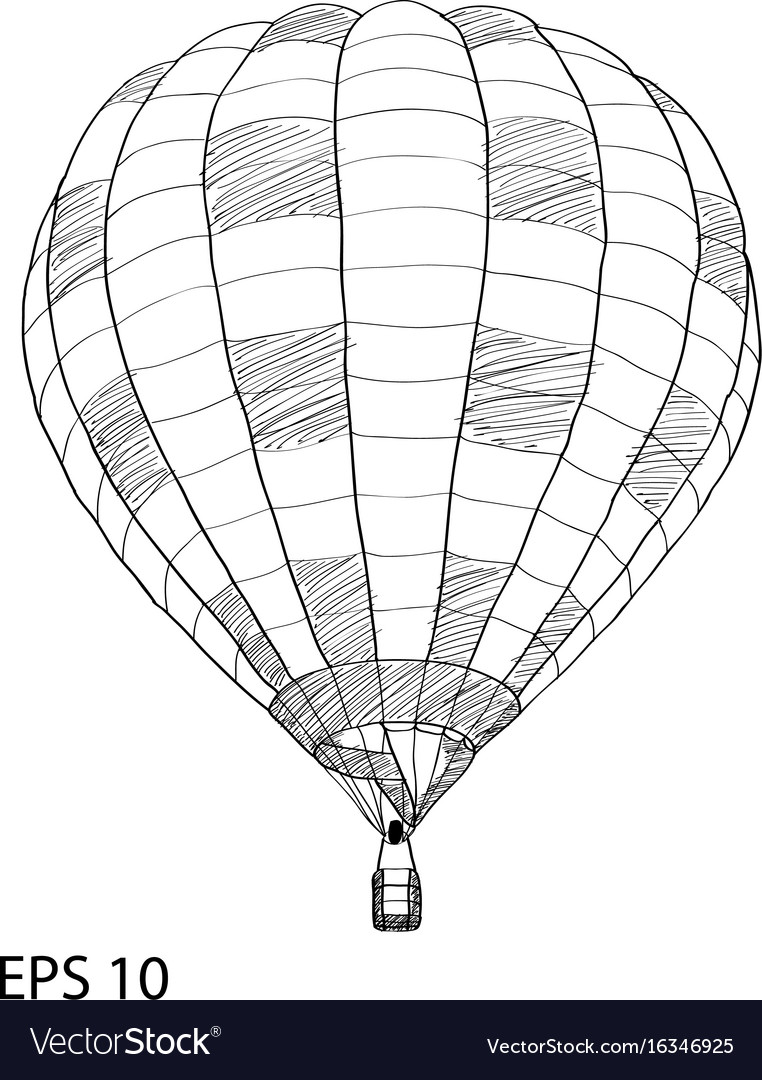 hot air balloon sketch up line eps 10 vector image