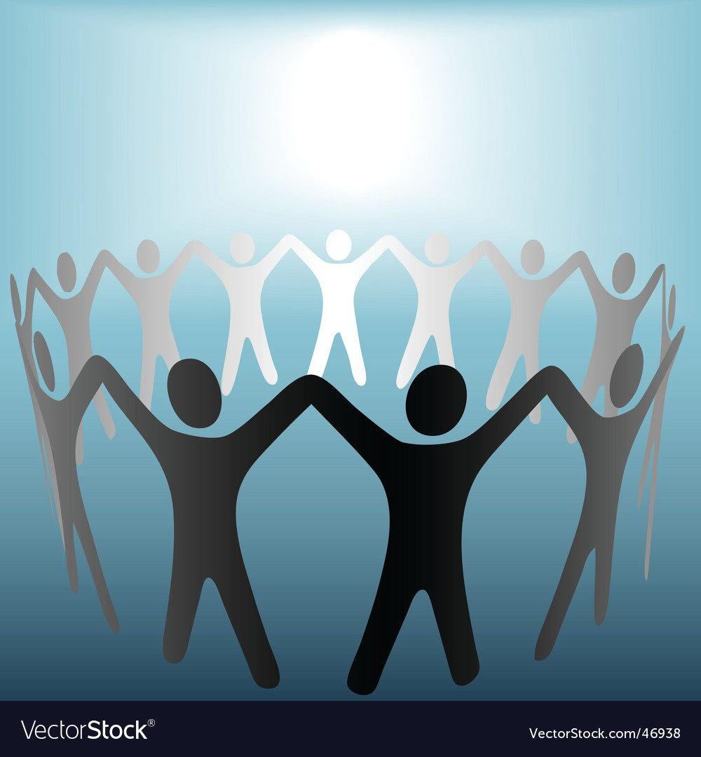 Circle of people hold hands Royalty Free Vector Image