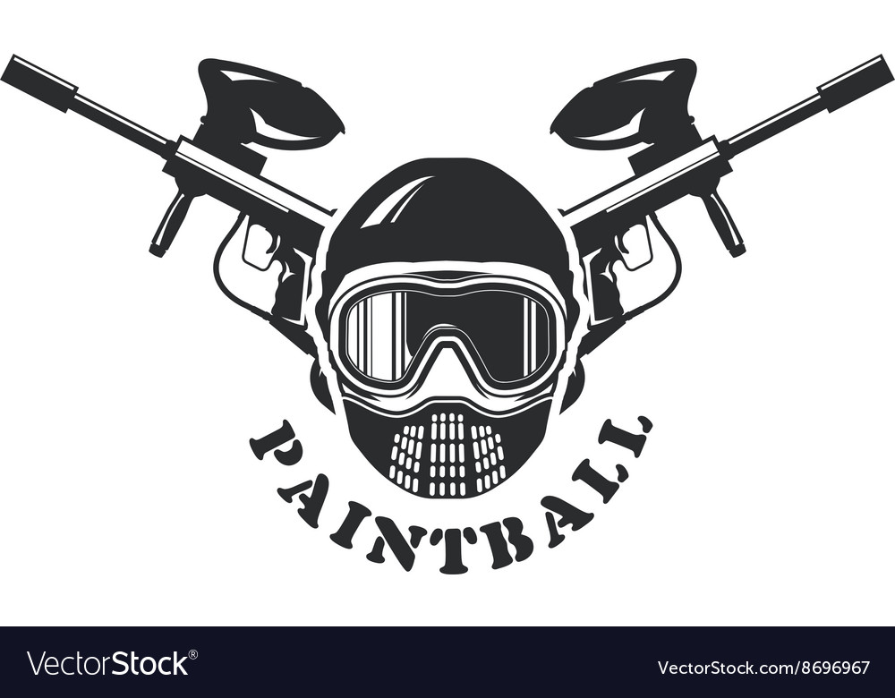 Paintball emblem - mask and two crossed markers Vector Image