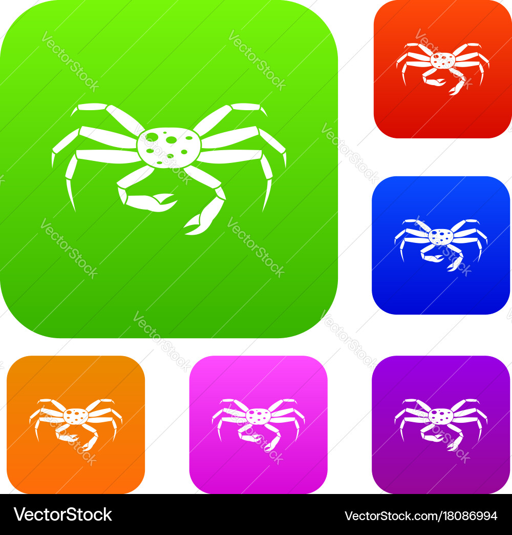 Crab seafood set color collection Royalty Free Vector Image