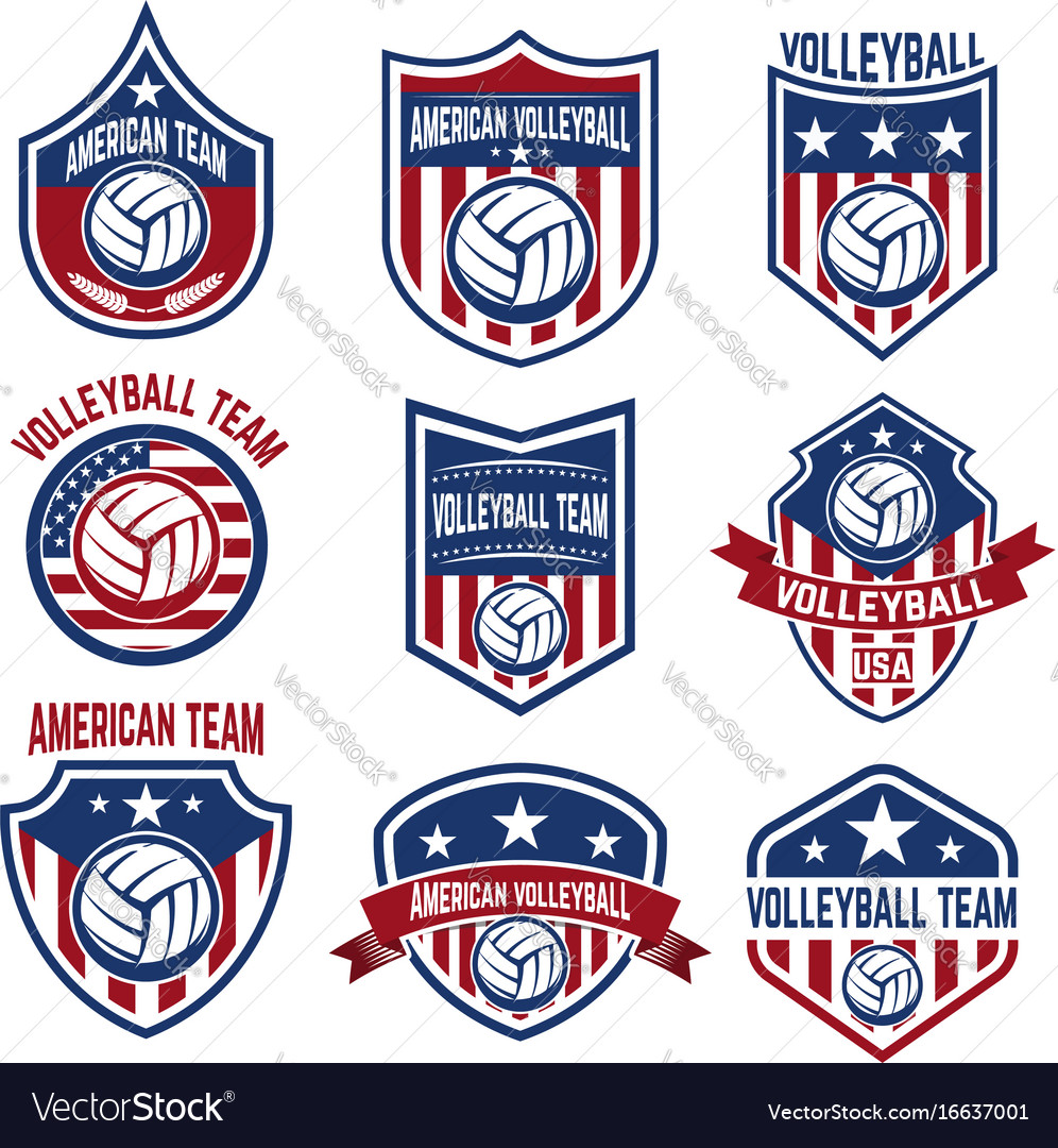 American volleyball team labels design elements Vector Image